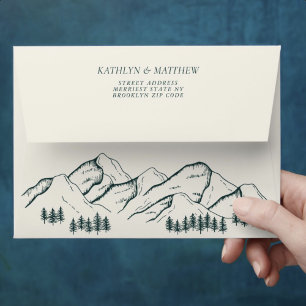 Emerald Green Mountain Pine Tree Outdoor Wedding Envelope