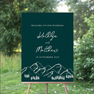 Emerald Green Mountain Pine Tree Outdoor Wedding Foam Board