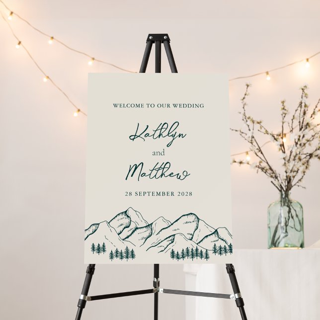 Emerald Green Mountain Pine Tree Outdoor Wedding Foam Board (Creator Uploaded)