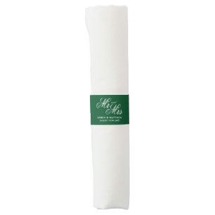 Emerald green Mr and Mrs most elegant wedding Napkin Bands