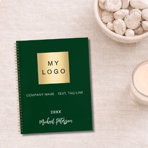 Emerald green name script business logo notebook