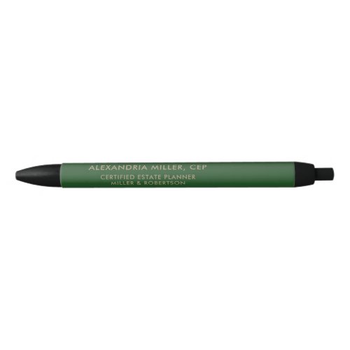 Emerald Green Name Title Company Typographic Black Ink Pen