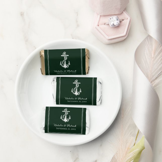 Emerald Green Nautical Anchor Hershey's Miniatures (Wedding)