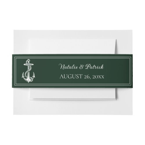 Emerald Green Nautical Anchor Invitation Belly Band