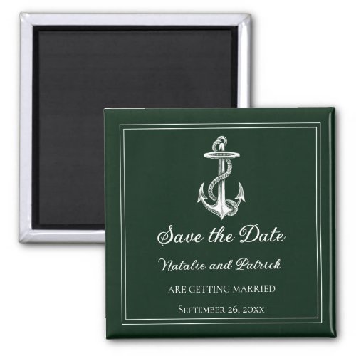 Emerald Green Nautical Anchor Save the Date Magnet