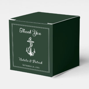 Emerald Green Nautical Anchor Wedding Favor Boxes