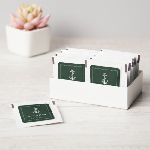 Emerald Green Nautical Anchor Wedding Hand Sanitizer Packet