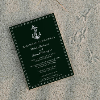 Emerald Green Nautical Anchor Wedding Invitation