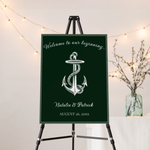 Emerald Green Nautical Anchor Wedding Welcome Sign