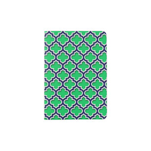 Emerald Green Navy White Moroccan Quatrefoil #5DS Passport Holder