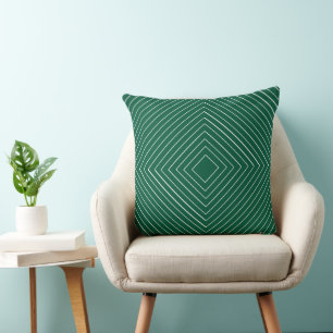 emerald green Nested Thin White Squares Tribal Throw Pillow