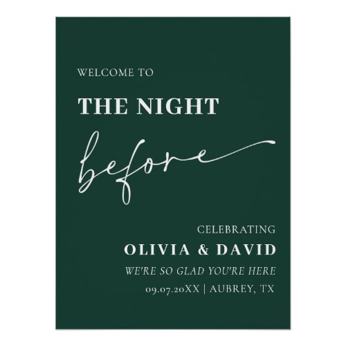 Emerald Green Night Before Rehearsal Dinner Sign