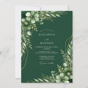 Emerald Green Noble Forest Wedding Invitation