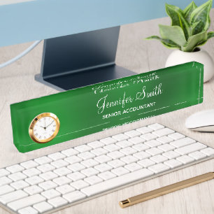 Emerald Green Ombre Glam with Job Title Desk Name Plate