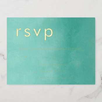 Emerald Green Ombre Minimalist Rsvp Card Gold by rusticwedding at Zazzle