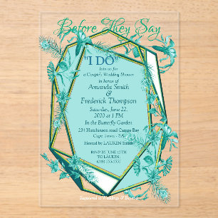 Emerald green on a sculpture texture backing acrylic invitations