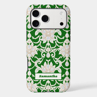 Emerald Green Opal Pearl Lace Christmas Iphone 18 Pro Max Case