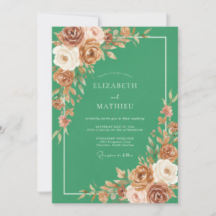 Emerald Green Opulent Autumnal Wedding Invitation