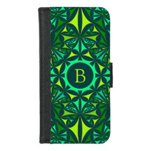 Emerald Green Ornate Kaleidoscope Monogram iPhone 8/7 Wallet Case