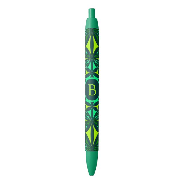 Emerald Green Ornate Kaleidoscope Monogram Pen (Front Vertical)