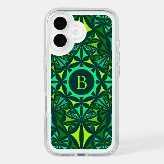 Emerald Green Ornate Kaleidoscope Monogram Speck iPhone Case (Front)