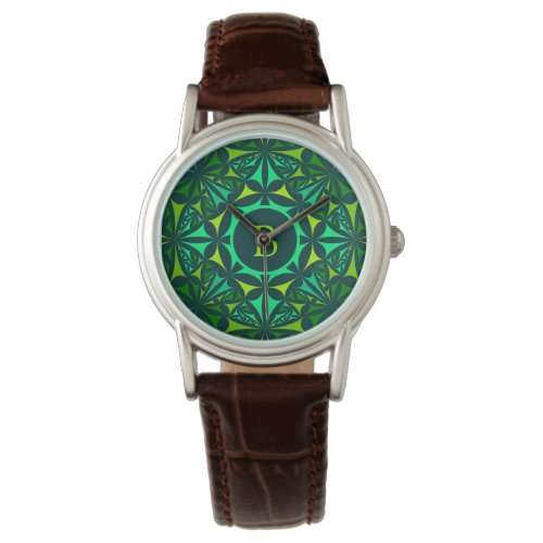 Emerald Green Ornate Kaleidoscope Monogram Watch