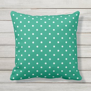 Emerald Green Outdoor Pillows - Polka Dot by Richard__Stone at Zazzle