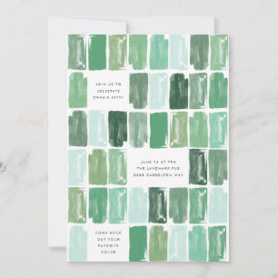 Emerald Green Painted Jewels Birthday Party Invitation