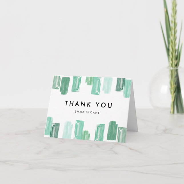 Emerald Green Painted Jewels Thank You Card (Front)