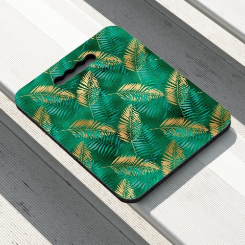 Emerald Green Palm Leaf Bright Golden Jungle Seat Cushion