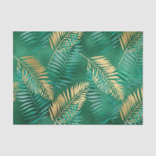 Emerald Green Palm Leaf Bright Golden Jungle Tissue Paper