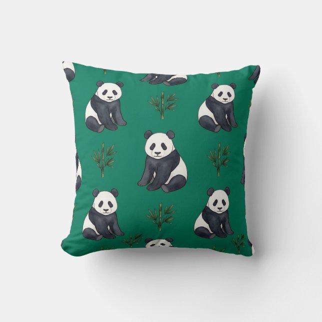 Emerald Green Panda Pillow (Front)