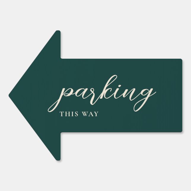 Emerald Green Parking Arrow Wedding Sign (Front)
