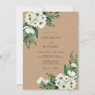 Emerald Green Pastoral Rustic Wedding Invitation