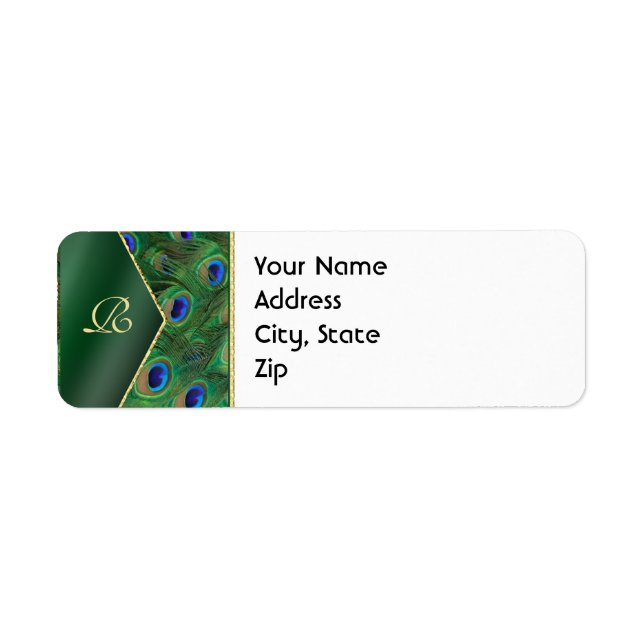 Emerald Green Peacock Address Label (Front)
