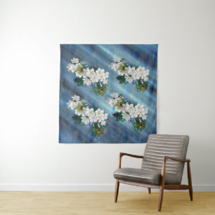 Emerald Green Peacock Silk bouquets Tapestry