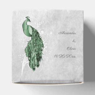 Emerald Green Peacock Wedding Favor Box