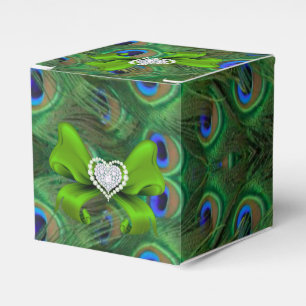 Emerald Green Peacock Wedding Favor Box