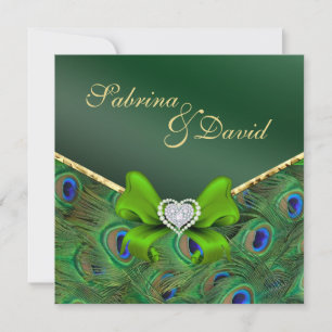 Emerald Green Peacock Wedding Invitation