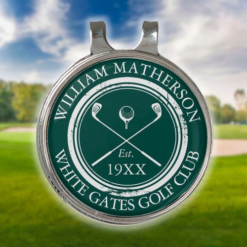 Emerald Green Personalized Golf Club Name Golf Hat Clip
