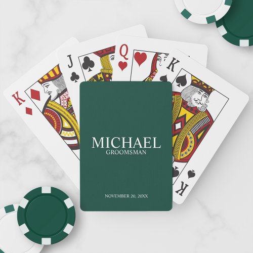 Emerald Green Personalized Groomsmen Playing Cards