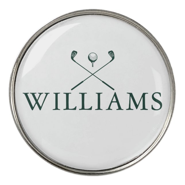 Emerald Green Personalized Name Golf Clubs Ball Marker (Front)