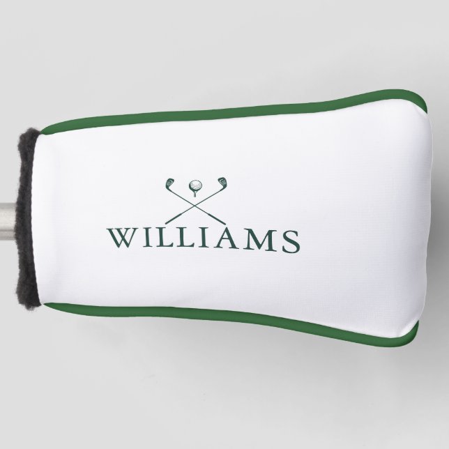 Emerald Green Personalized Name Golf Clubs Head Cover (Front)
