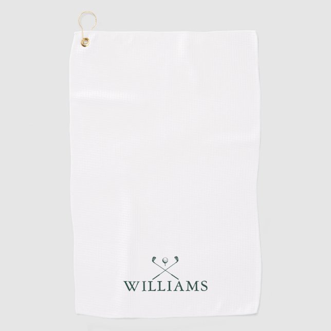 Emerald Green Personalized Name Golf Clubs Towel (Front)