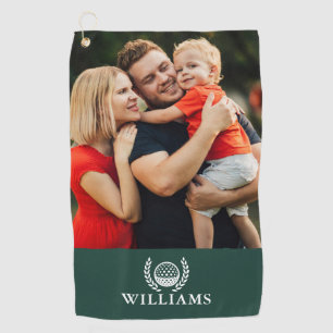 Emerald Green Personalized Name Monogram Photo Golf Towel