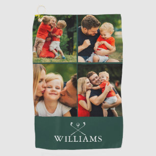 Emerald Green Personalized Name Photo Collage Golf Towel