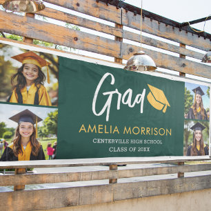 Emerald Green Photo Collage Graduate Graduation Banner