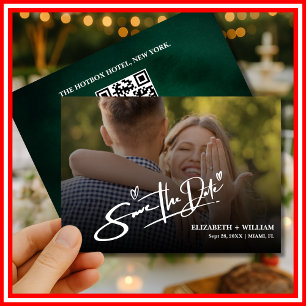 Emerald Green   Photo QR Save Date Save The Date