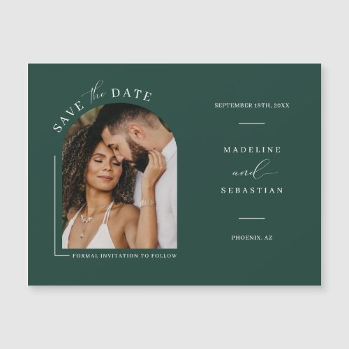 Emerald Green Photo Save the Date Magnetic Card