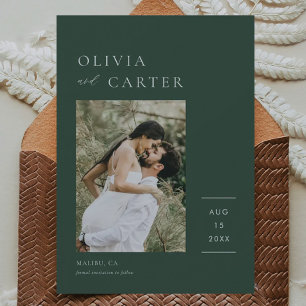 Emerald Green Photo Wedding Modern Save The Date